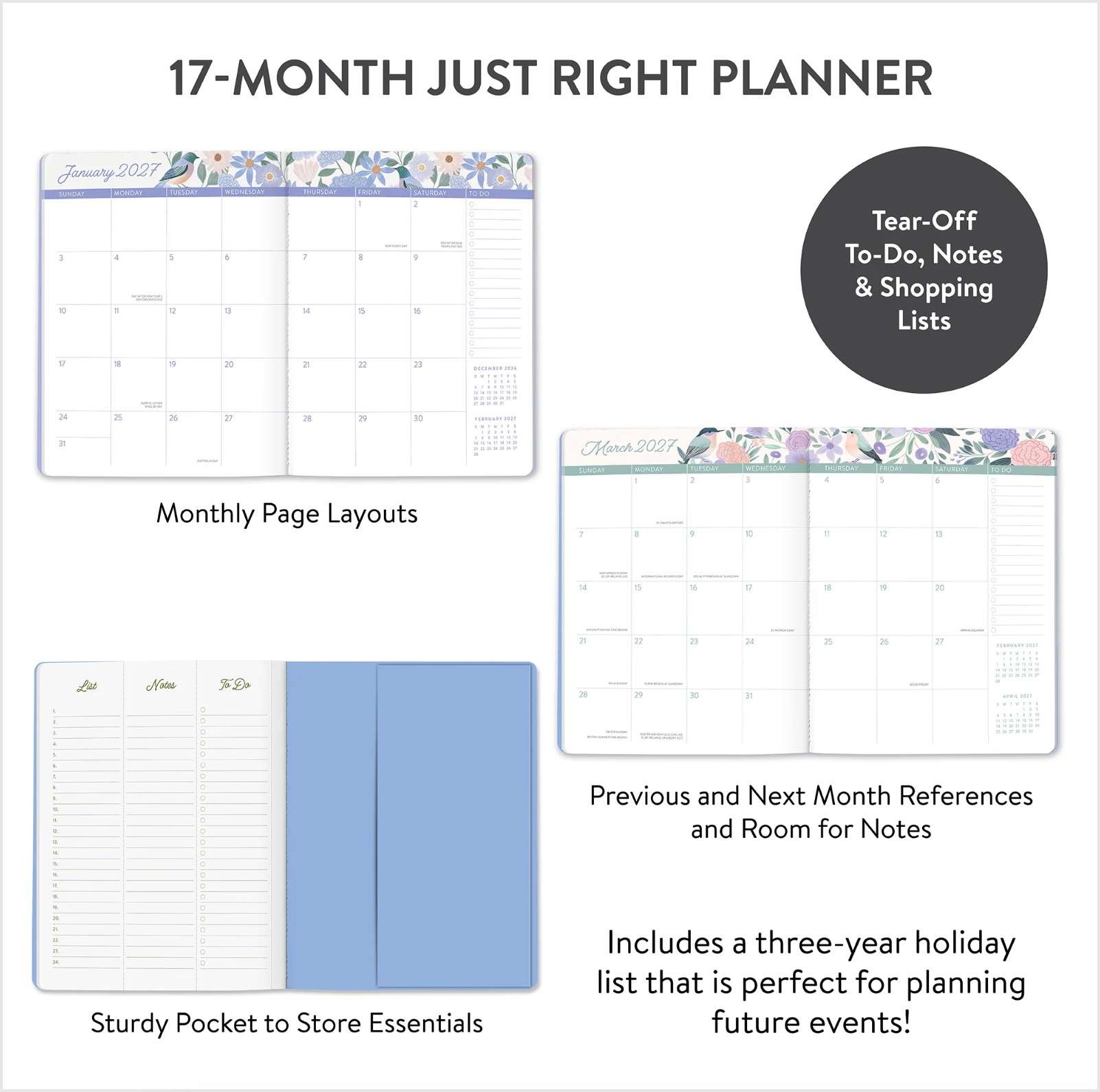 2027 Birds and Blooms Just Right 17-Month Planner, , large image number 2