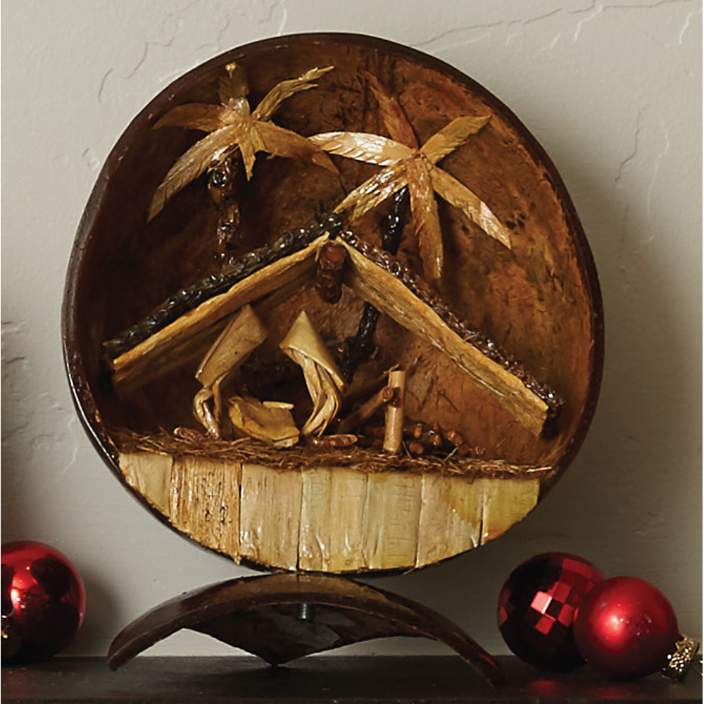 Cambodian Coconut Shell Nativity, , large