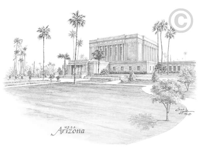 Mesa Temple Sketch 11x14 Print