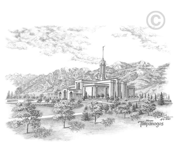 Mt. Timpanogos Temple Sketch 11x14 Print, , large image number 0