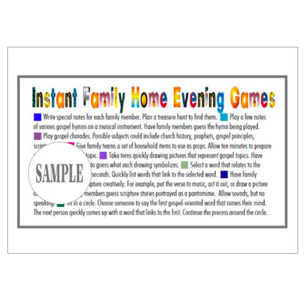 Instant Family Home Evening Games Card, , large image number 0