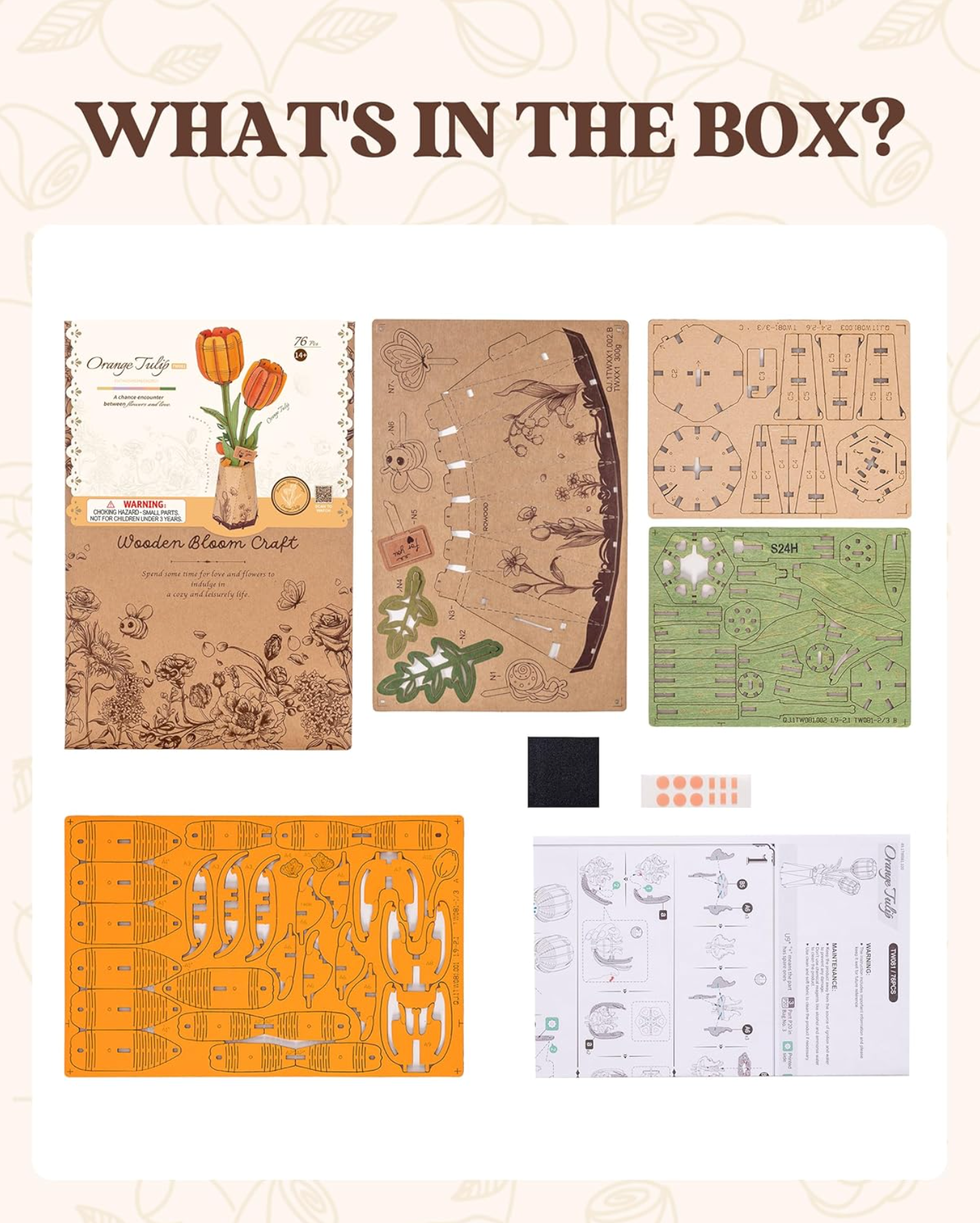 Orange Tulip Wooden 76 Piece Puzzle, , large image number 4