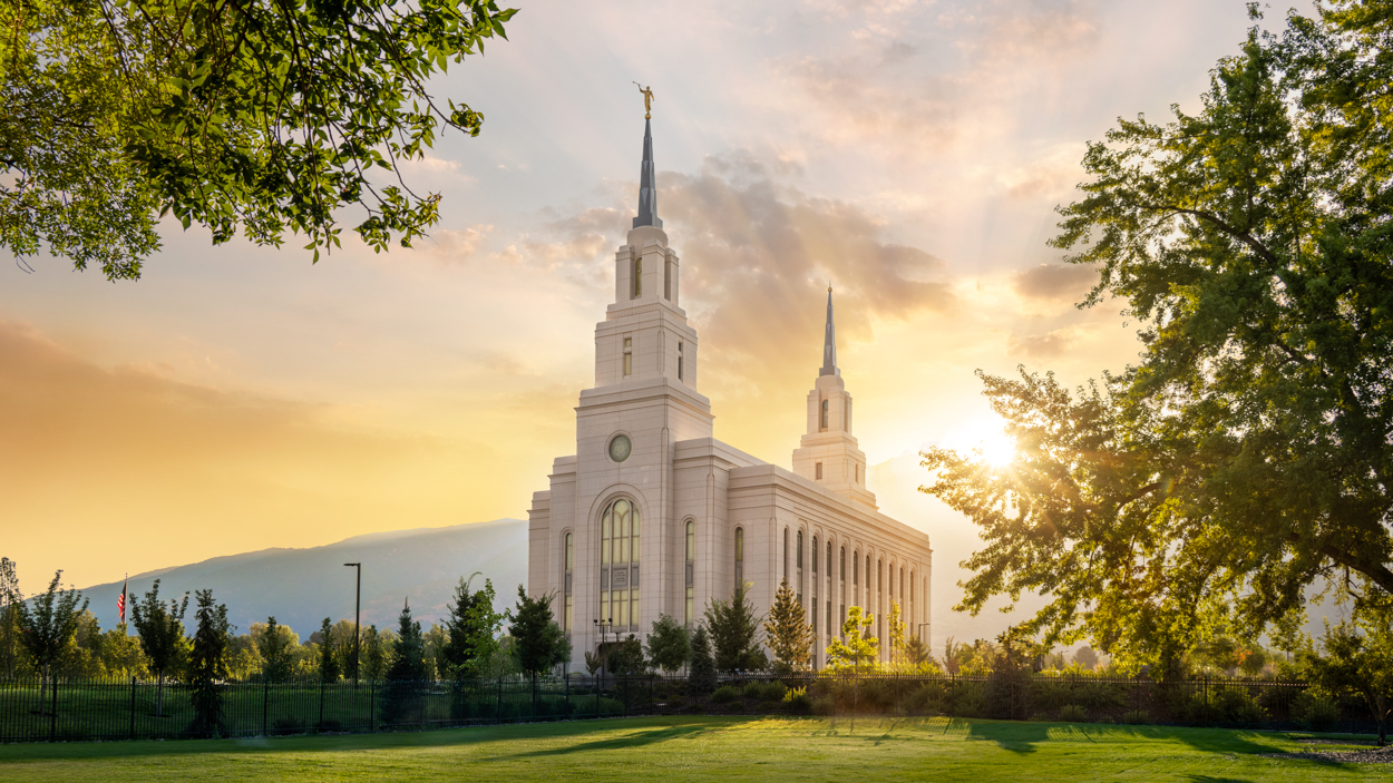 Layton Utah Temple, Fire of the Covenant Series (25x43 Framed Canvas Print), , large