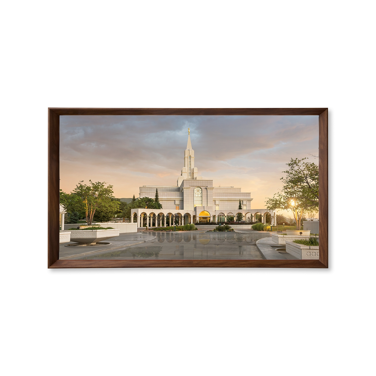 Bountiful Utah Temple, Fire of the Covenant Series (25x43 Framed Canvas Print)
