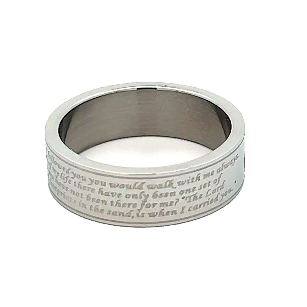 Footprints Poem Stainless Steel Ring, , large image number 2