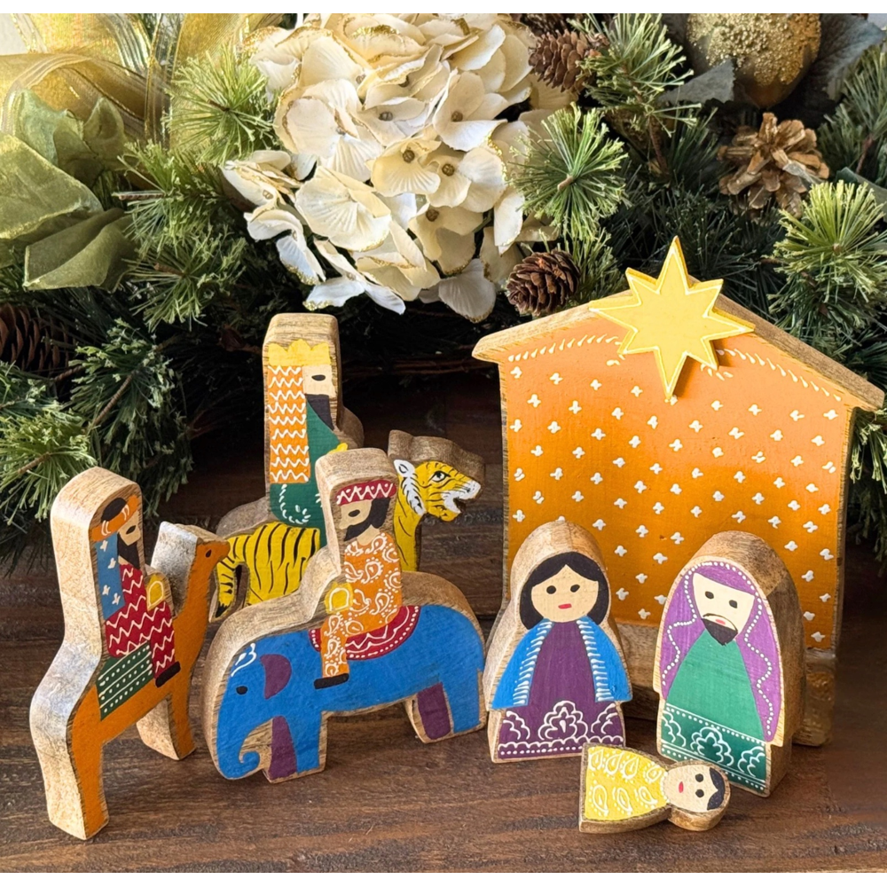 India Mango Wood Nativity, , large image number 4