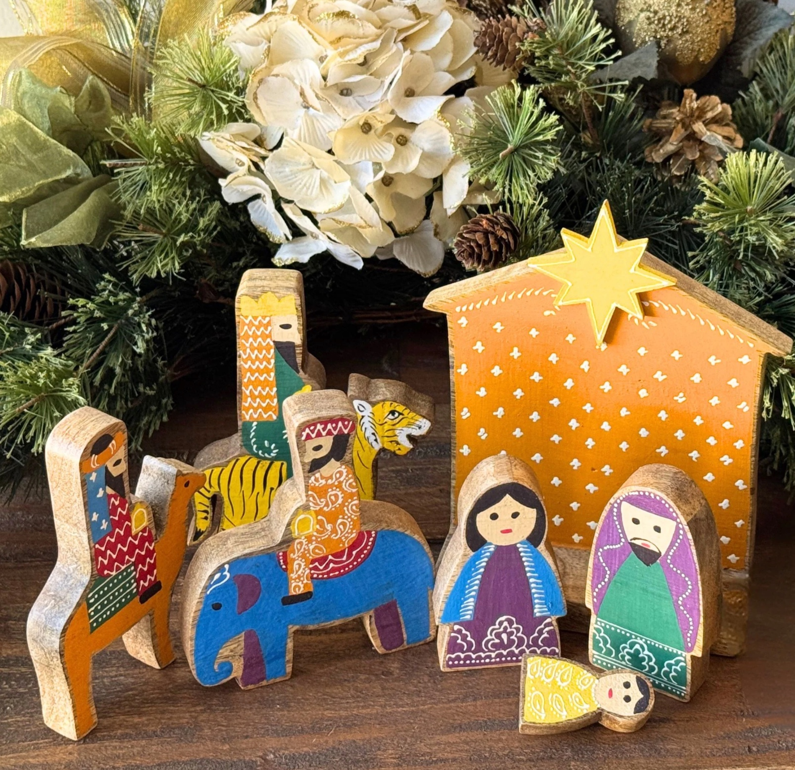India Mango Wood Nativity, , large image number 4