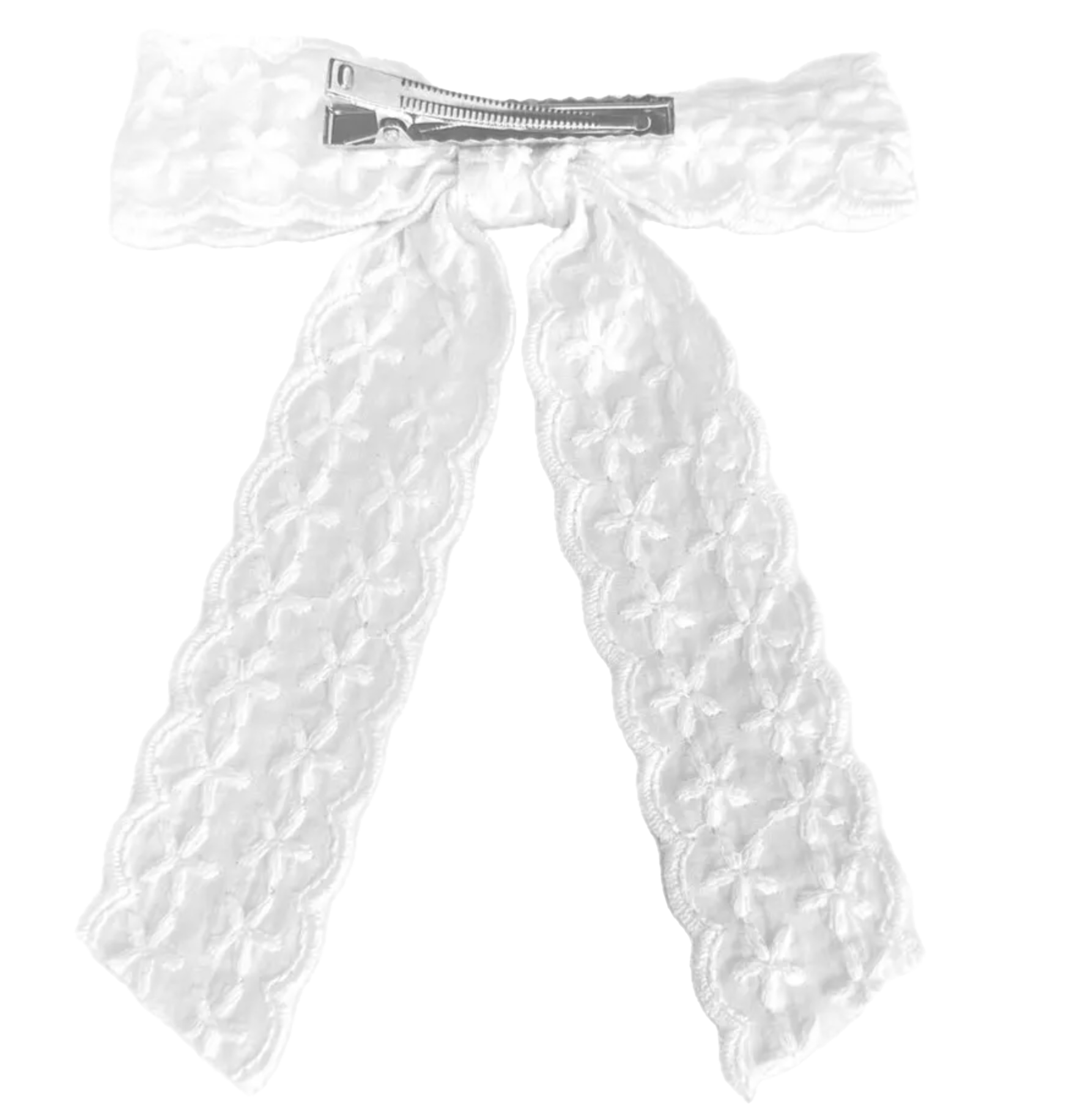 Embroidered Flower Baptism Hair Bow, , large image number 1