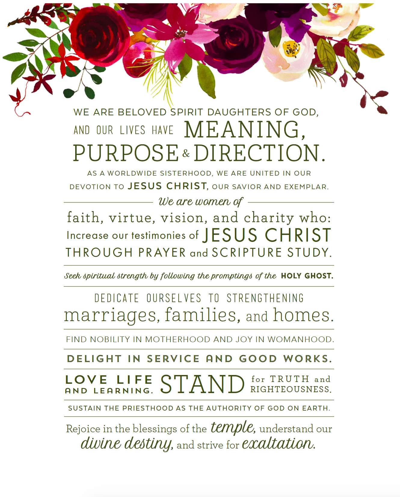 Relief Society Declaration Floral Print