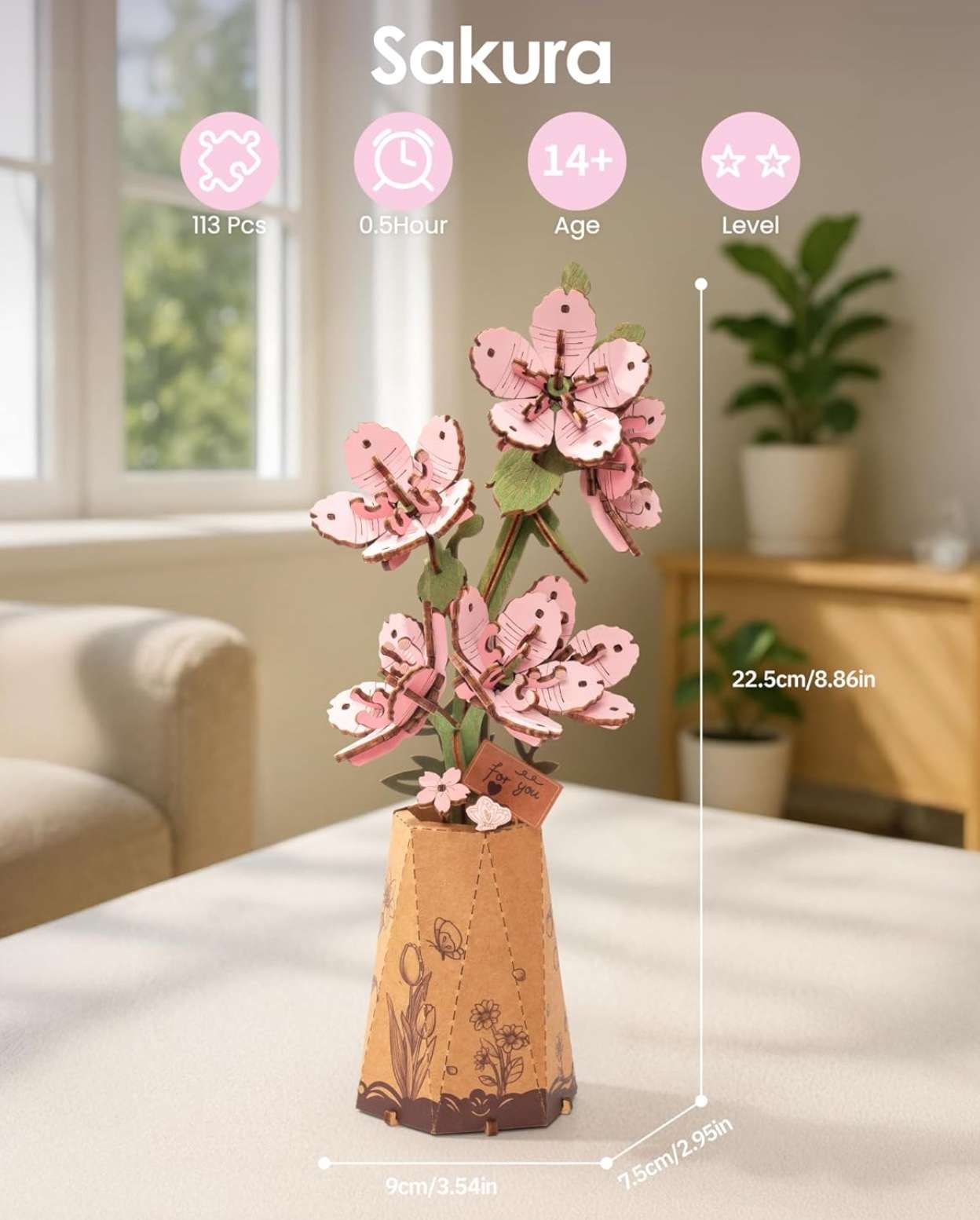 Sakura Flower 113 Piece Wooden Puzzle, , large