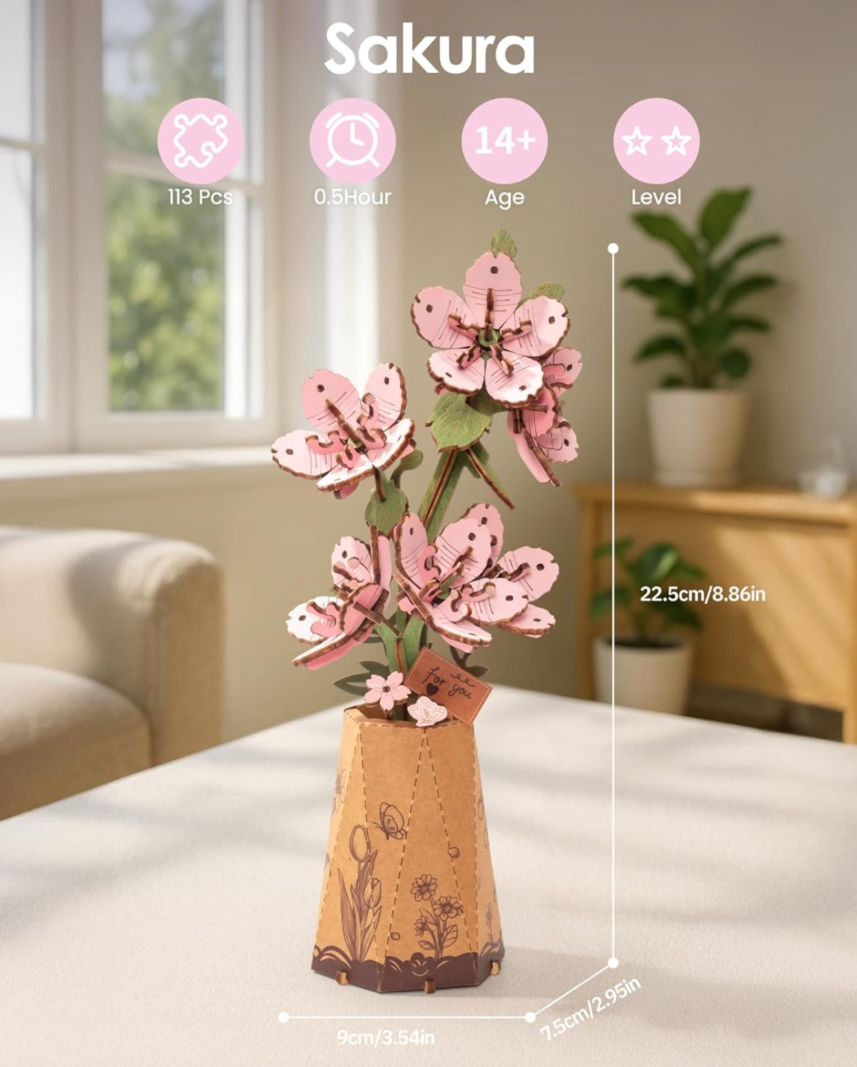 Sakura Flower 113 Piece Wooden Puzzle, , large