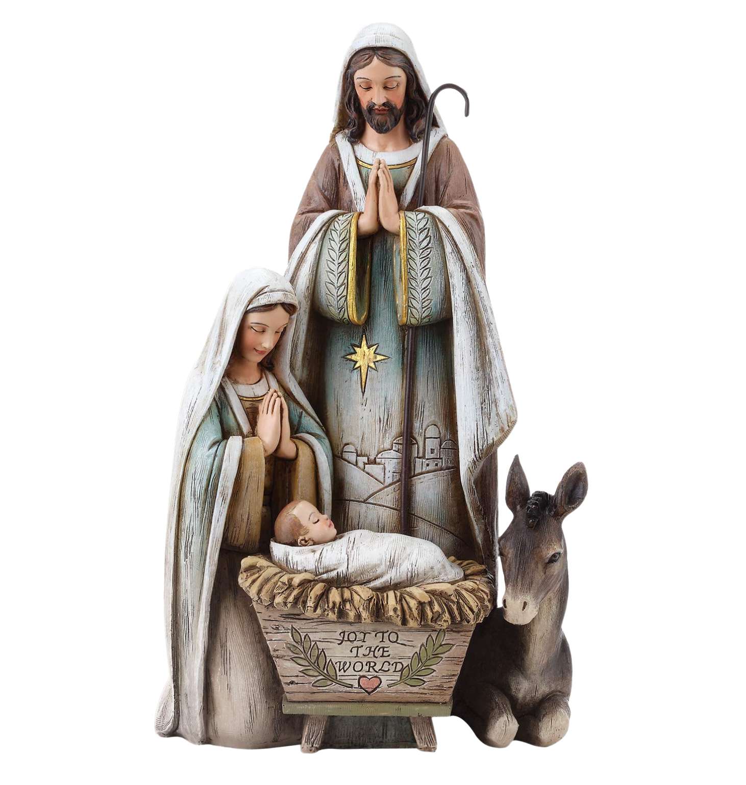 "Joy to the World" Holy Family Resin Nativity Figurine
