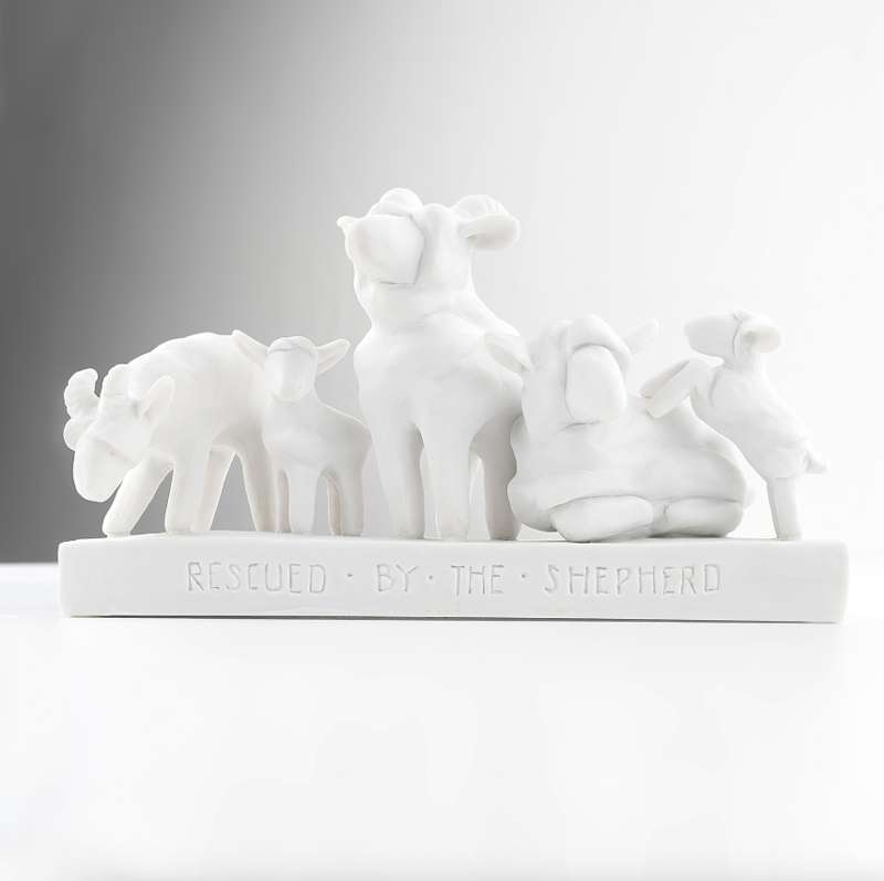 Rescued by the Shepherd Statue (Marble Resin)