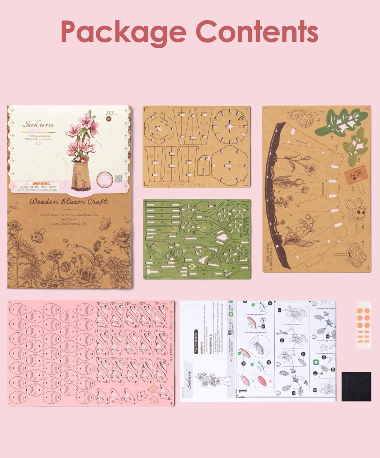 Sakura Flower 113 Piece Wooden Puzzle, , large image number 3