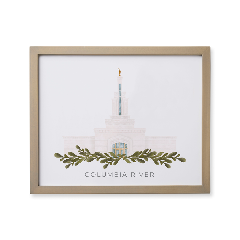Columbia River Washington Temple (18x22 Framed Paper Print)