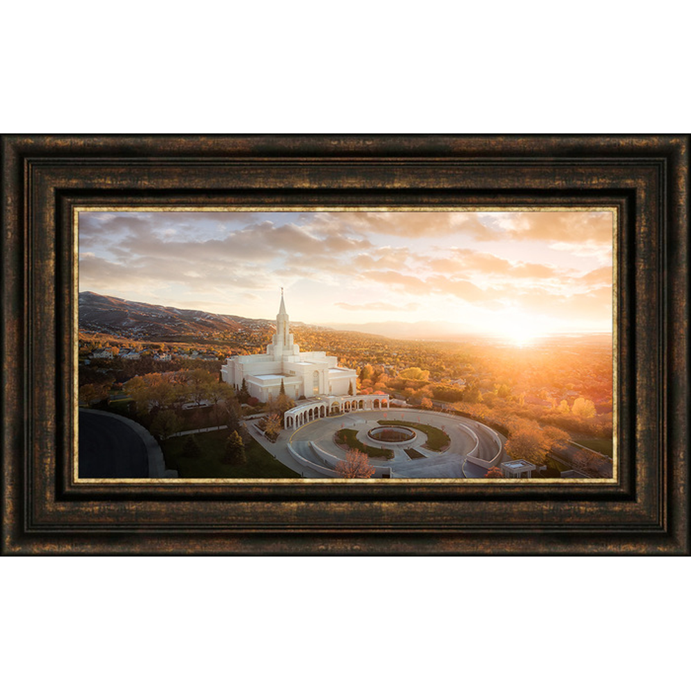Bountiful Temple From On High (23x38 Framed Canvas Giclee)