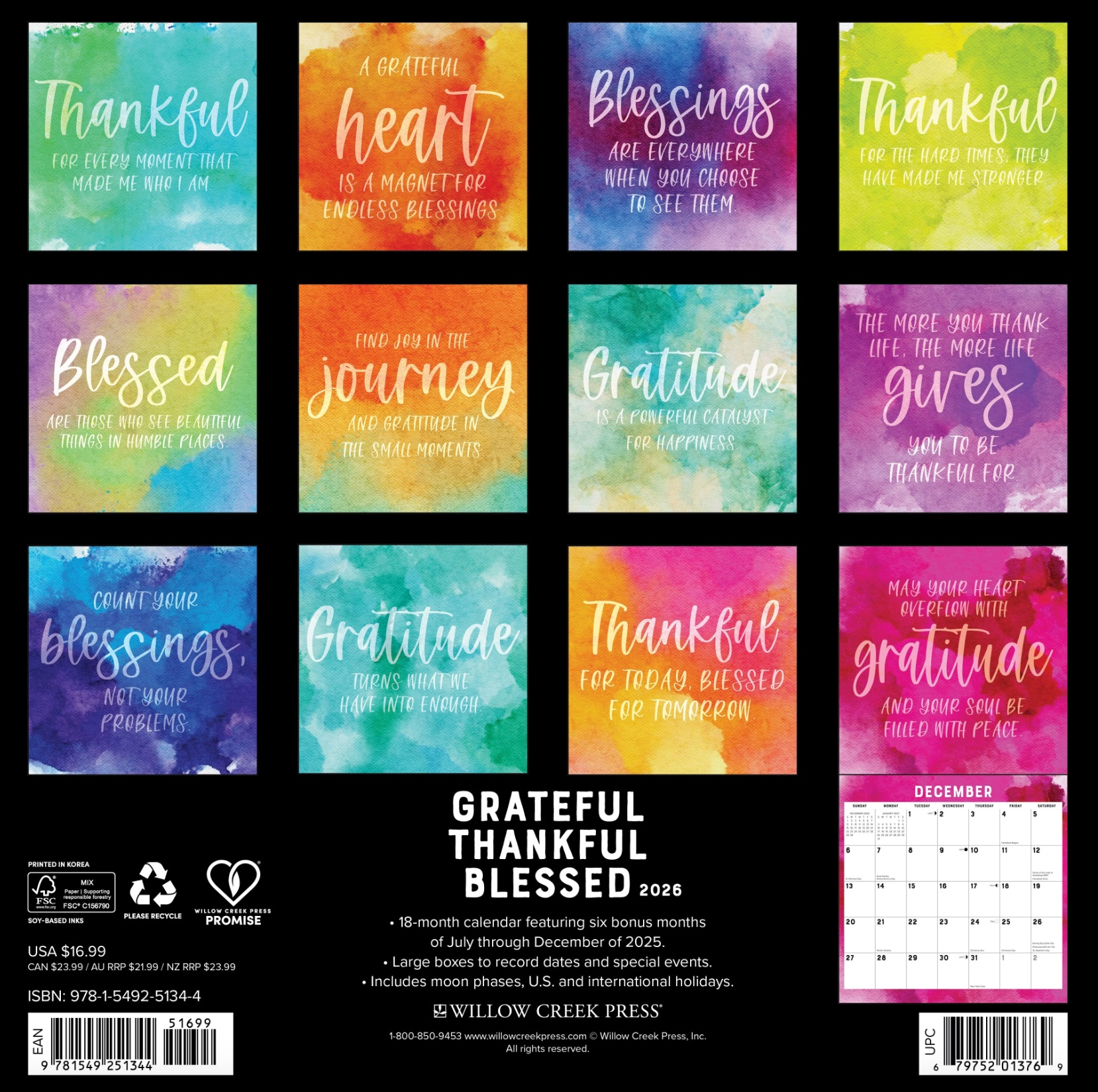 2026 Grateful, Thankful, Blessed Wall Calendar, , large image number 2