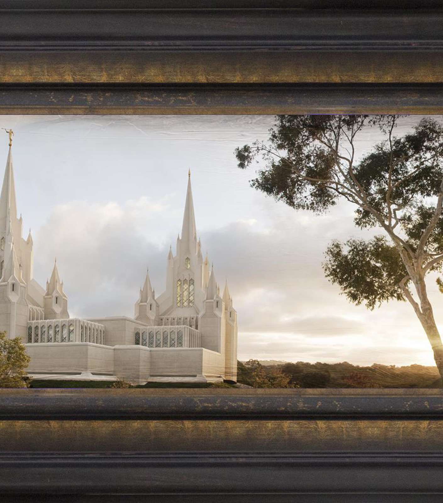 San Diego Temple, the Day Dawn is Breaking (19x48 Canvas Framed Art), , large image number 3