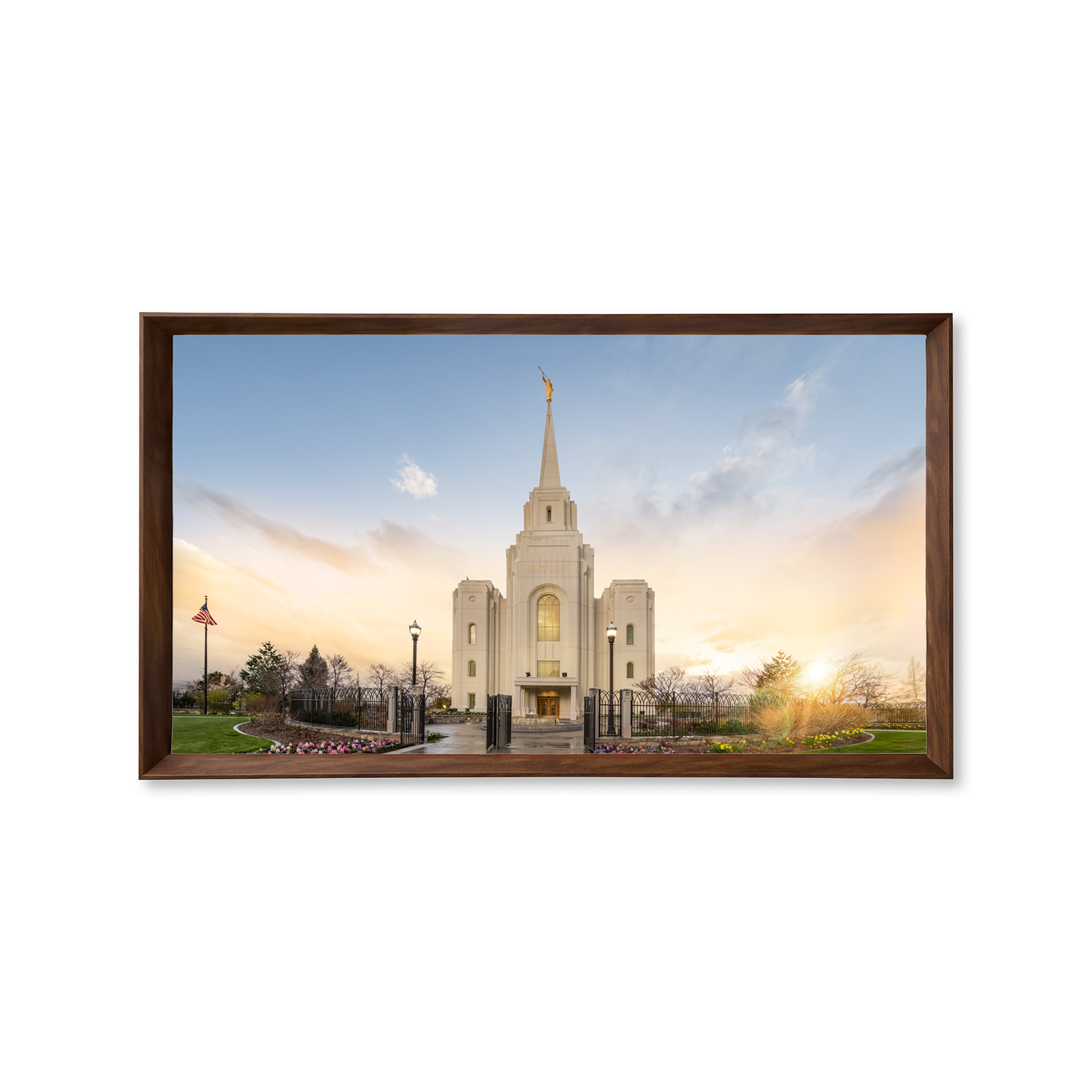 Brigham City Utah Temple, Fire of the Covenant Series (25x43 Framed Canvas Print)