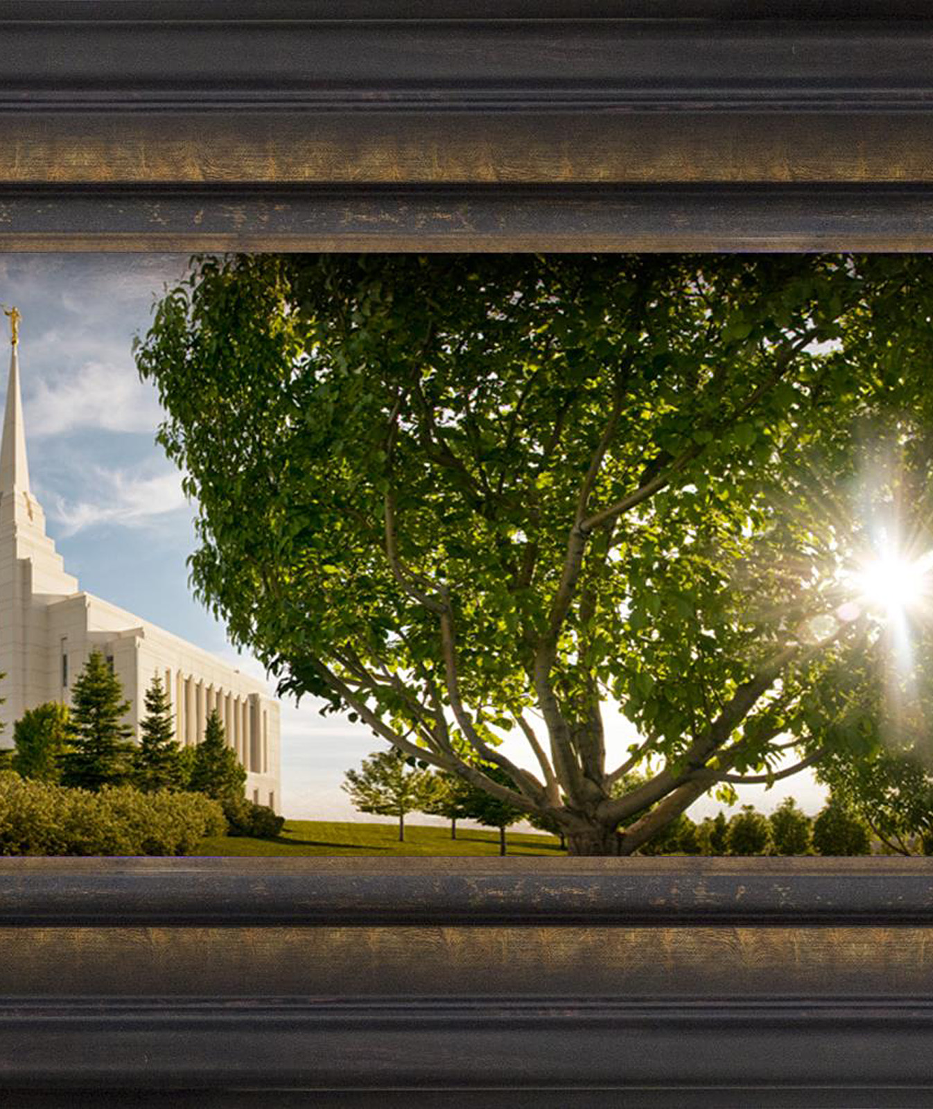 Rexburg Temple, the Day Dawn is Breaking (19x48 Canvas Framed Art), , large image number 3