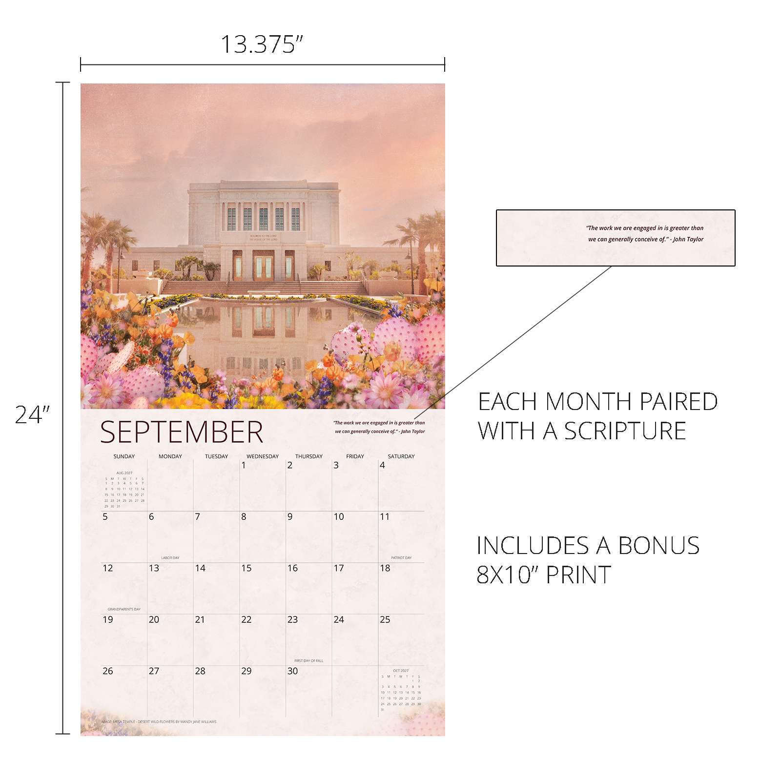 2027 I Love to See the Temple Wall Calendar, , large image number 4