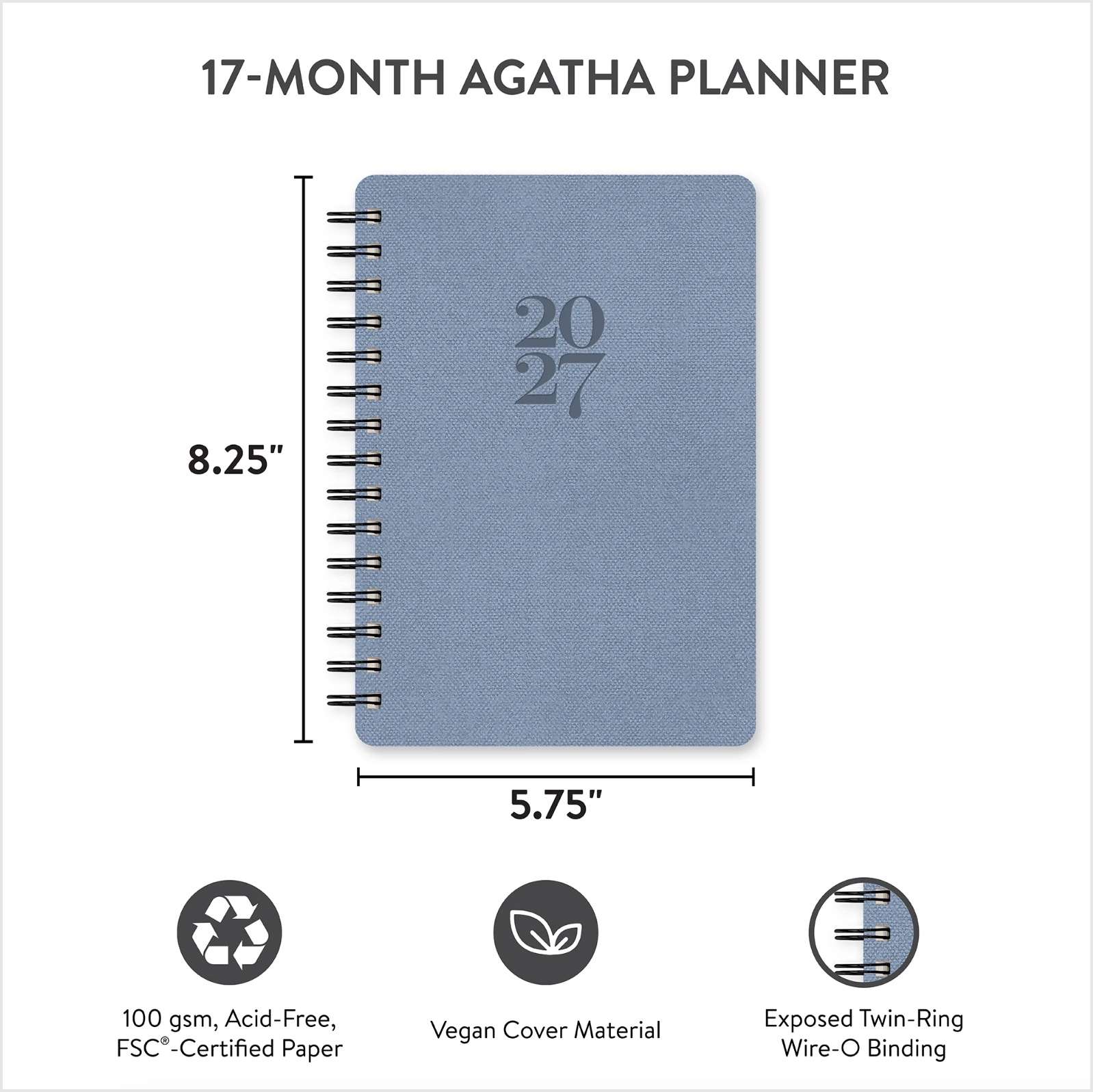 2027 Leisure Blue Agatha 17-Month Planner, , large