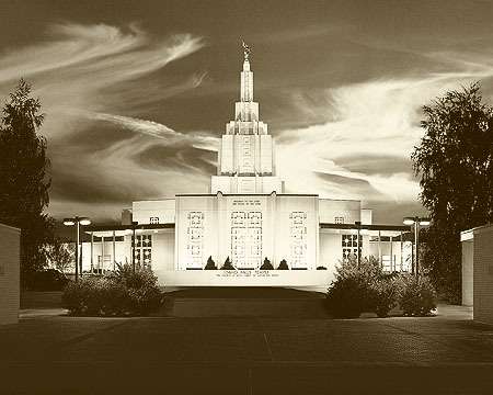 Idaho Falls Temple: Come Unto Me 8x10 Sepia Print