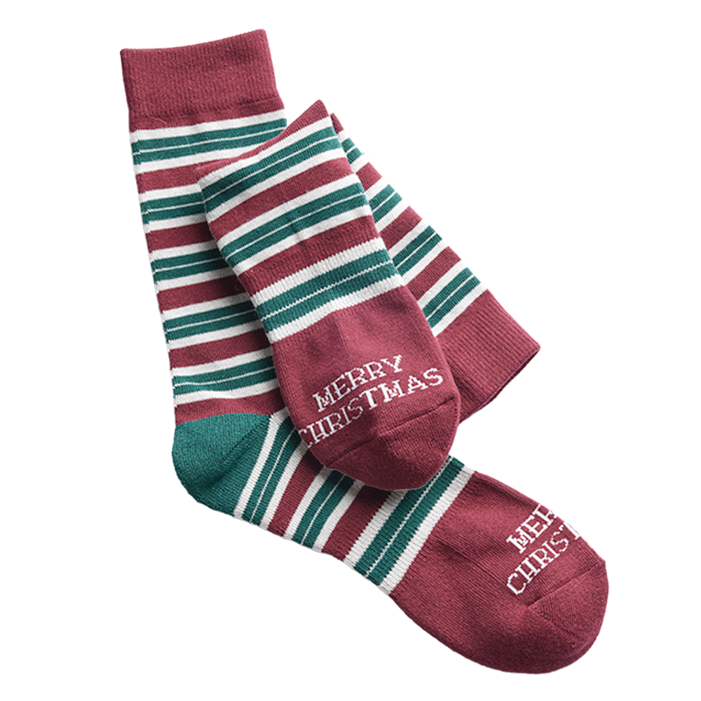 Men's Stripes Merry Christmas Socks, , large image number 0