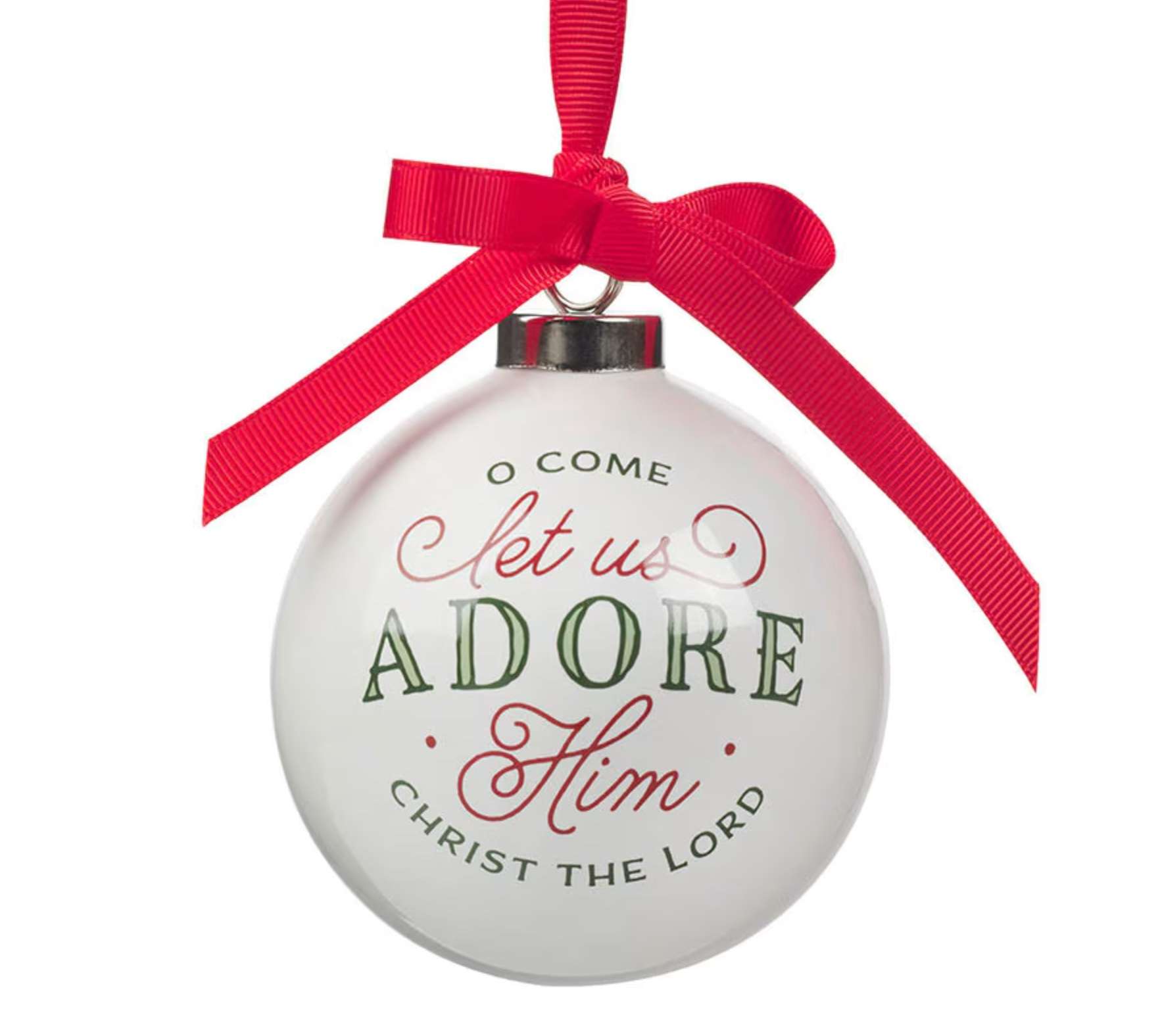Let Us Adore Him Ceramic Ornament