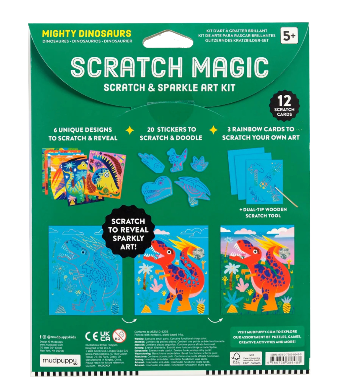 Mighty Dinosaurs Scratch Magic: Scratch & Sparkle Art Kit, , large image number 3