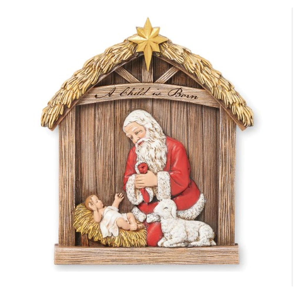 Kneeling Santa Resin Plaque, , large image number 0
