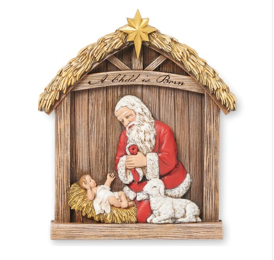 Kneeling Santa Resin Plaque, , large image number 0