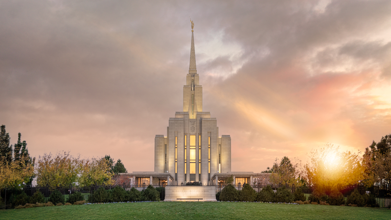 Oquirrh Mountain Utah Temple, Fire of the Covenant Series (25x43 Framed Canvas Print), , large