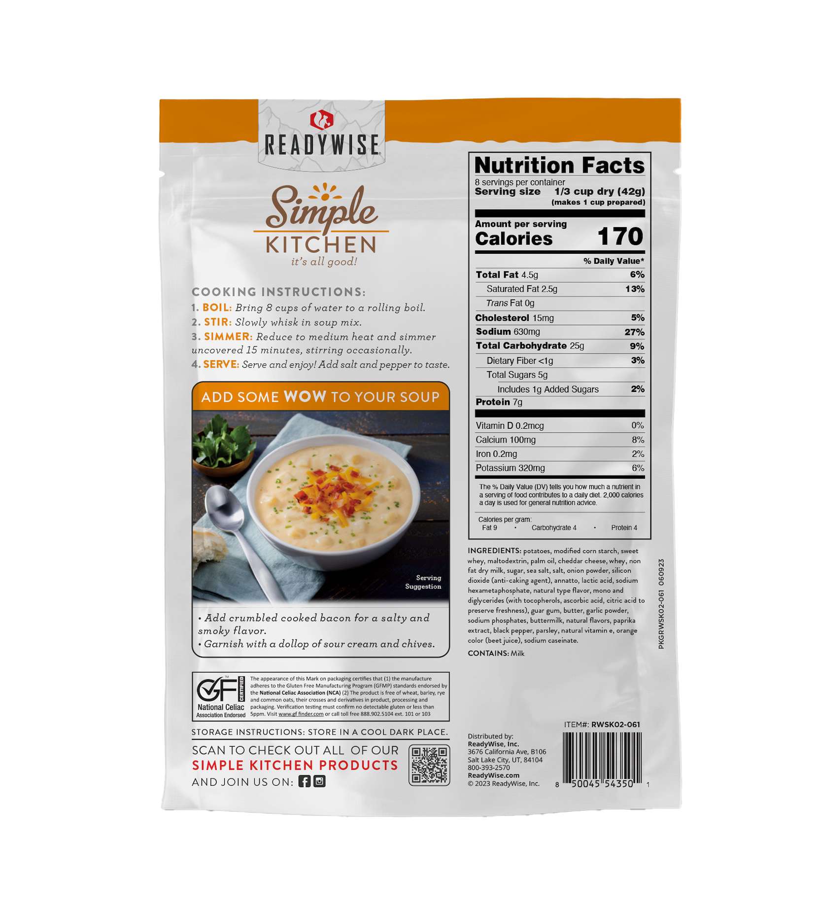 Simple Kitchen Cheddar Potato Soup Mix Single Pouch, , large image number 2