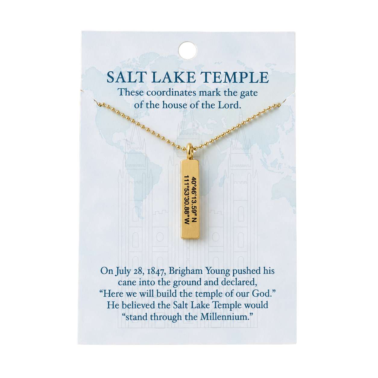 Salt Lake City Temple Coordinates Necklace