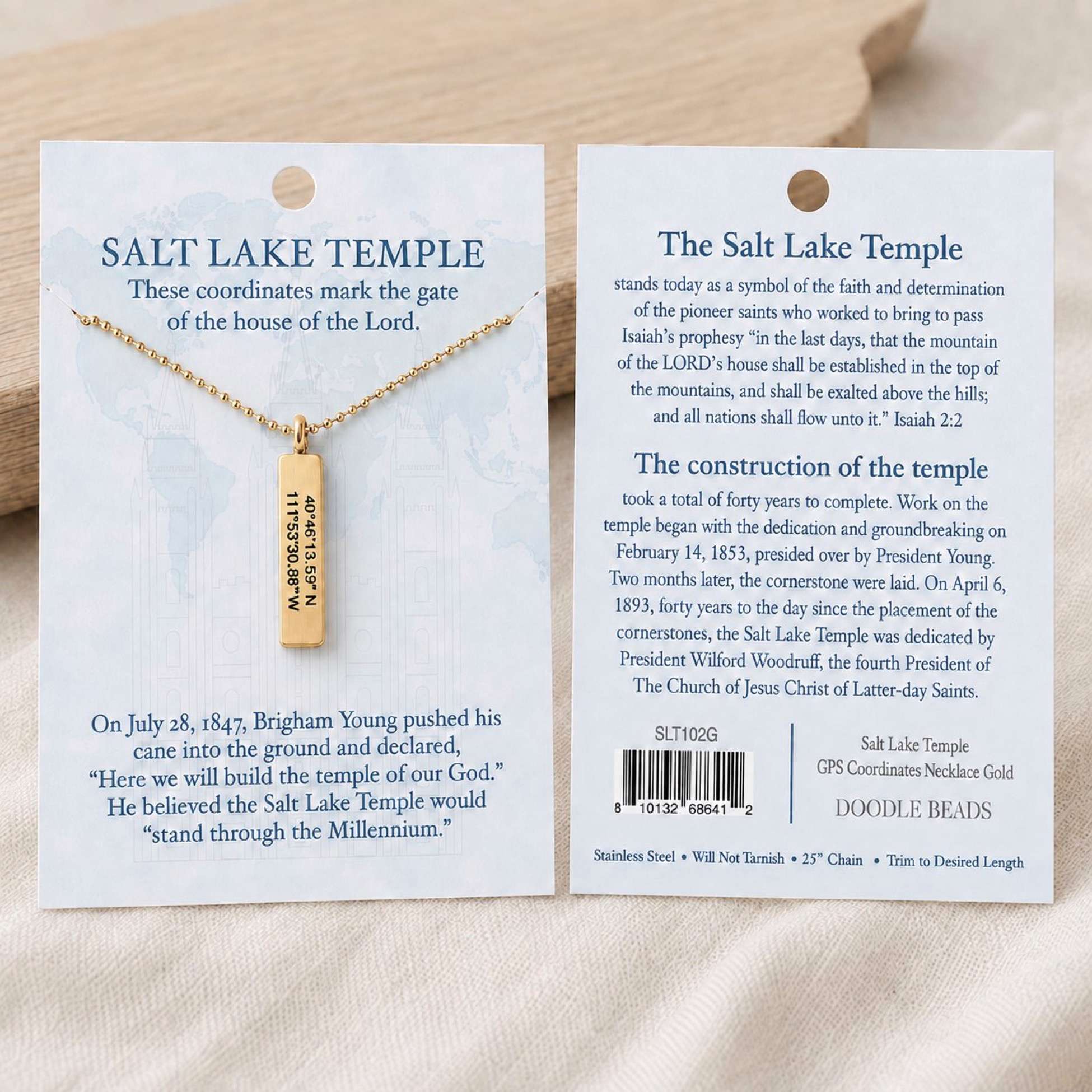 Salt Lake City Temple Coordinates Necklace, , large image number 4