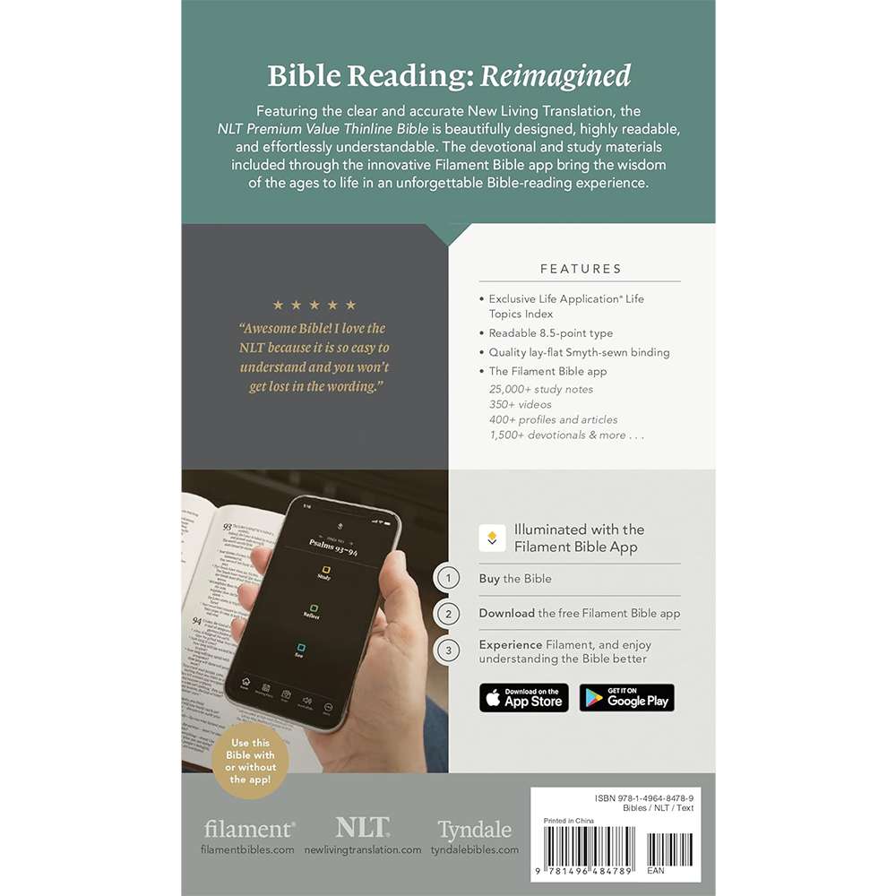 NLT Premium Value Thinline Holy Bible, Faux Leather, Dusty Pink Vines, , large image number 4