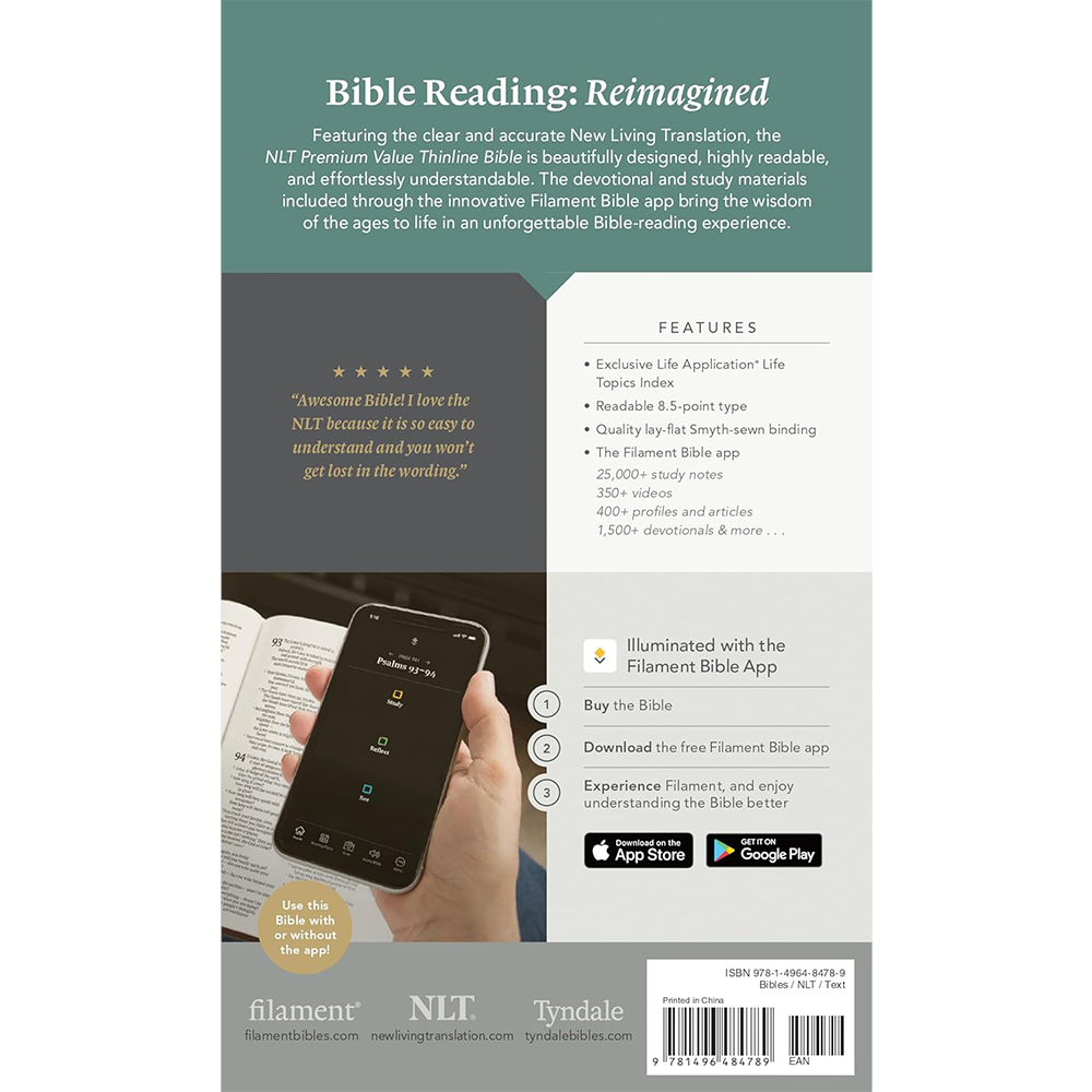 NLT Premium Value Thinline Holy Bible, Faux Leather, Dusty Pink Vines, , large image number 4