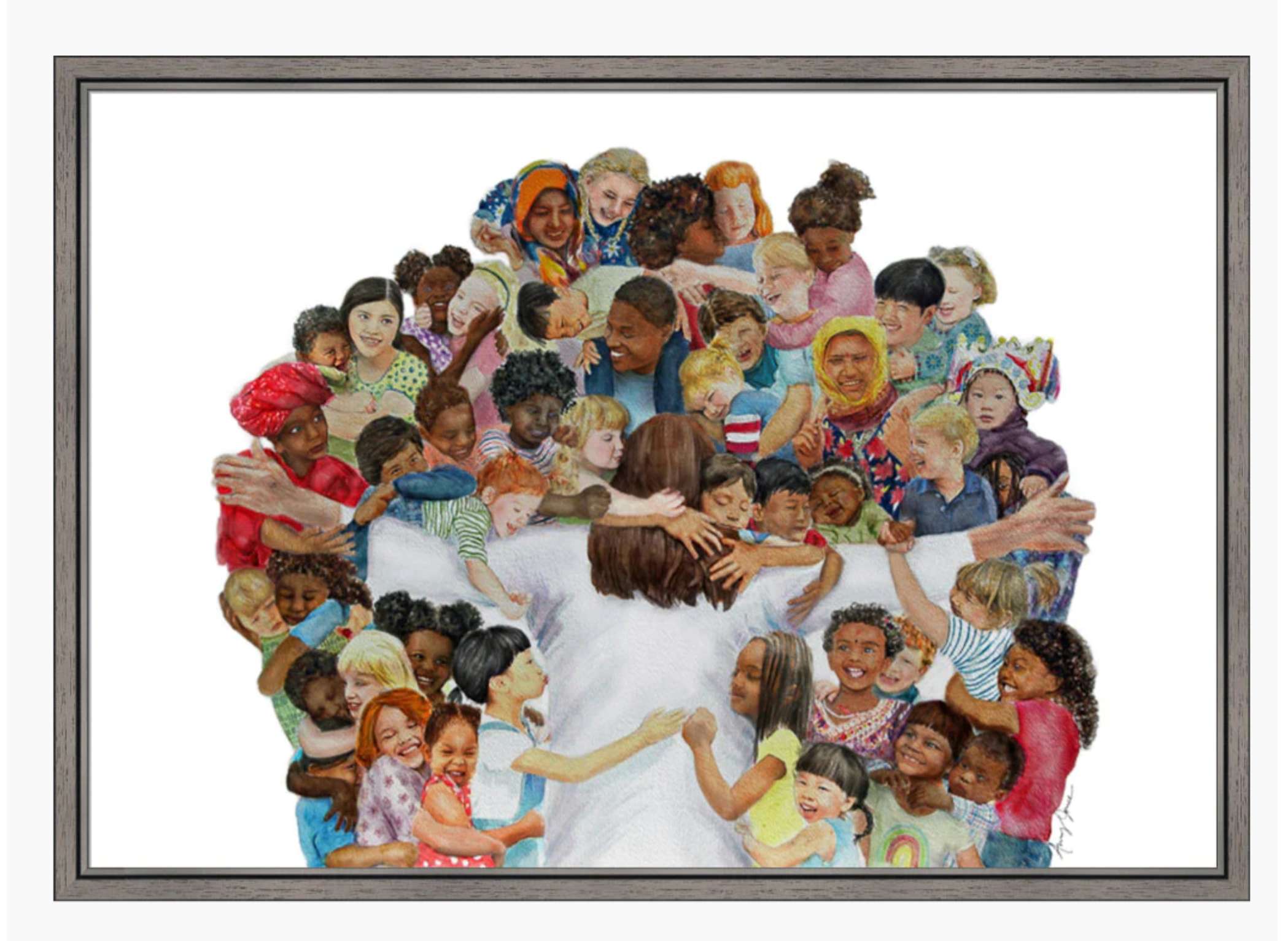 Encircled in the Arms of His Love (12x17.5 Framed Canvas Print)