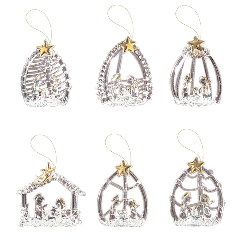 Glass Nativity Ornament Set