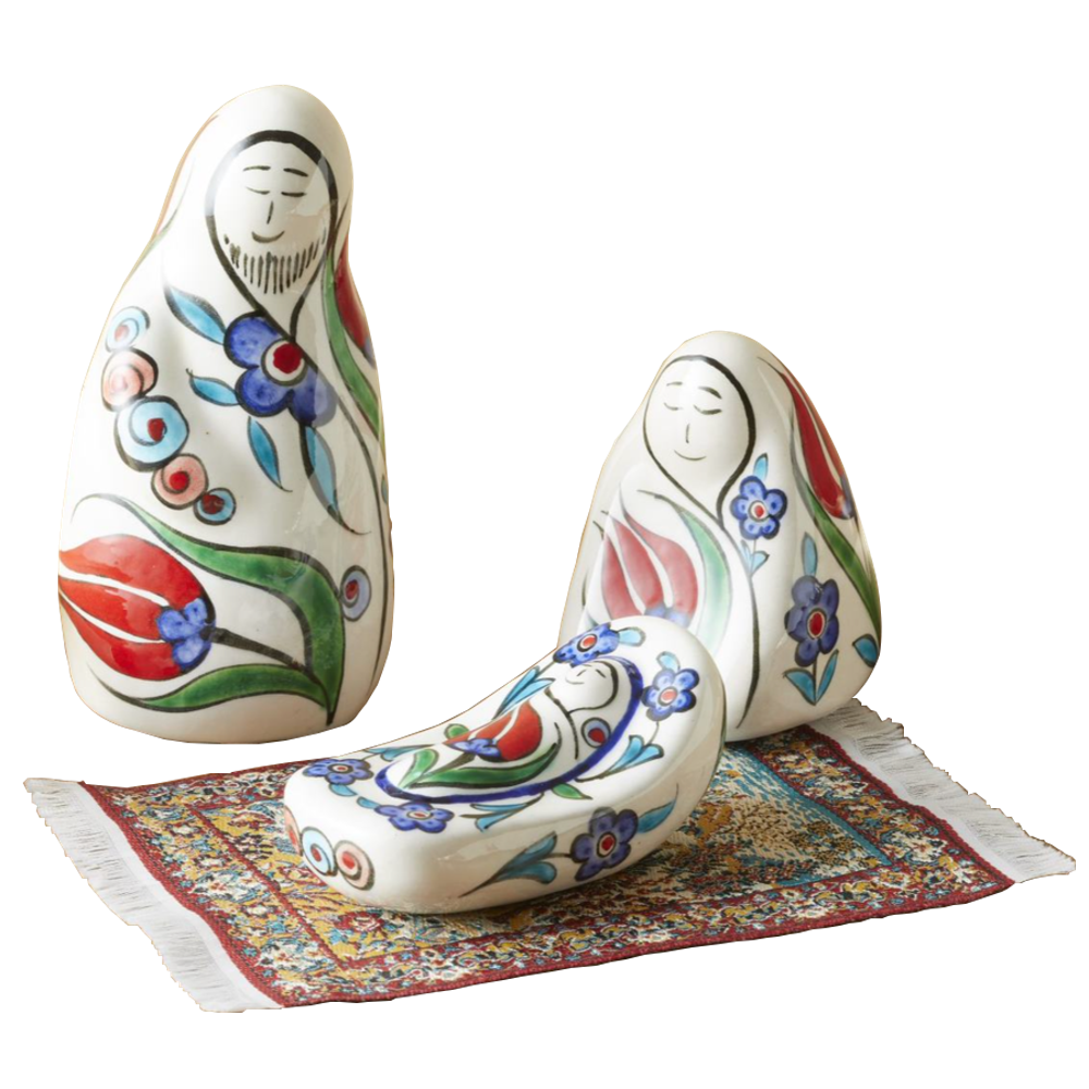 Handmade Turkish Nicean Ceramic Nativity,  Handmade Turkish Nicean Ceramic Nativity