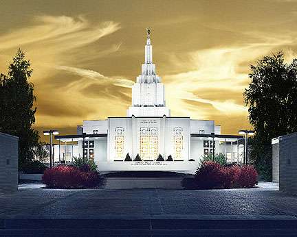 Idaho Falls Temple Gold Sunset 11x14 Matted Print