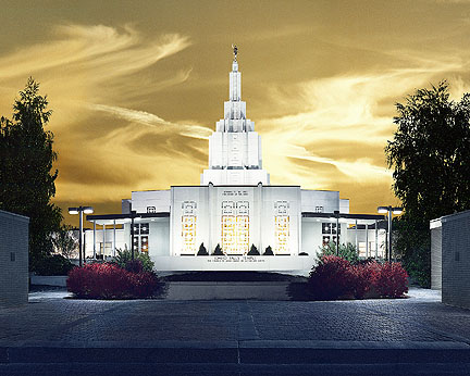 Idaho Falls Temple Gold Sunset (11x14 Matted Print)