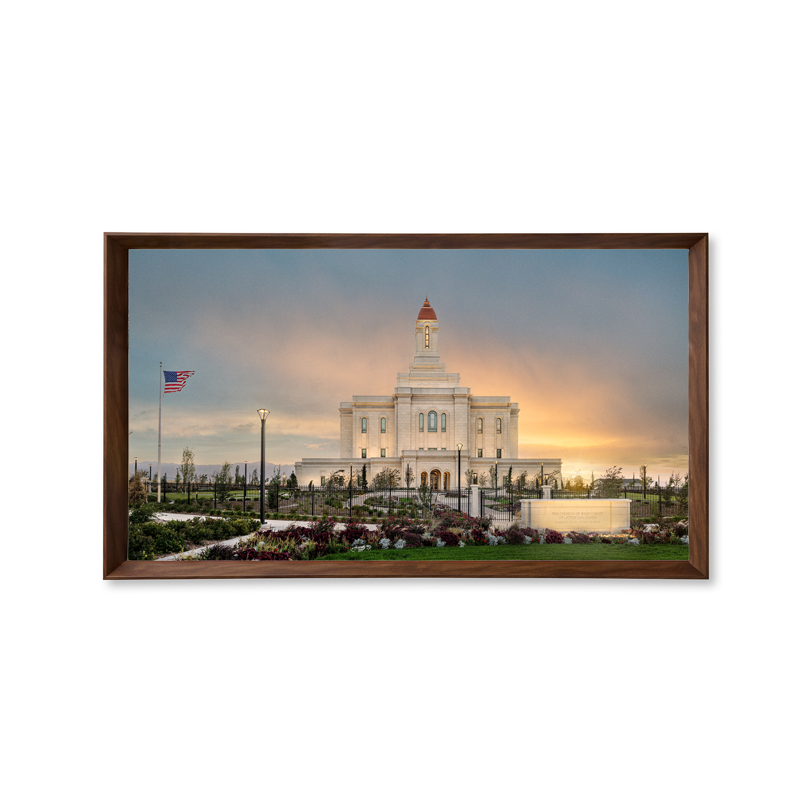 Deseret Peak Utah Temple, Fire of the Covenant Series (25x43 Framed Canvas Print)