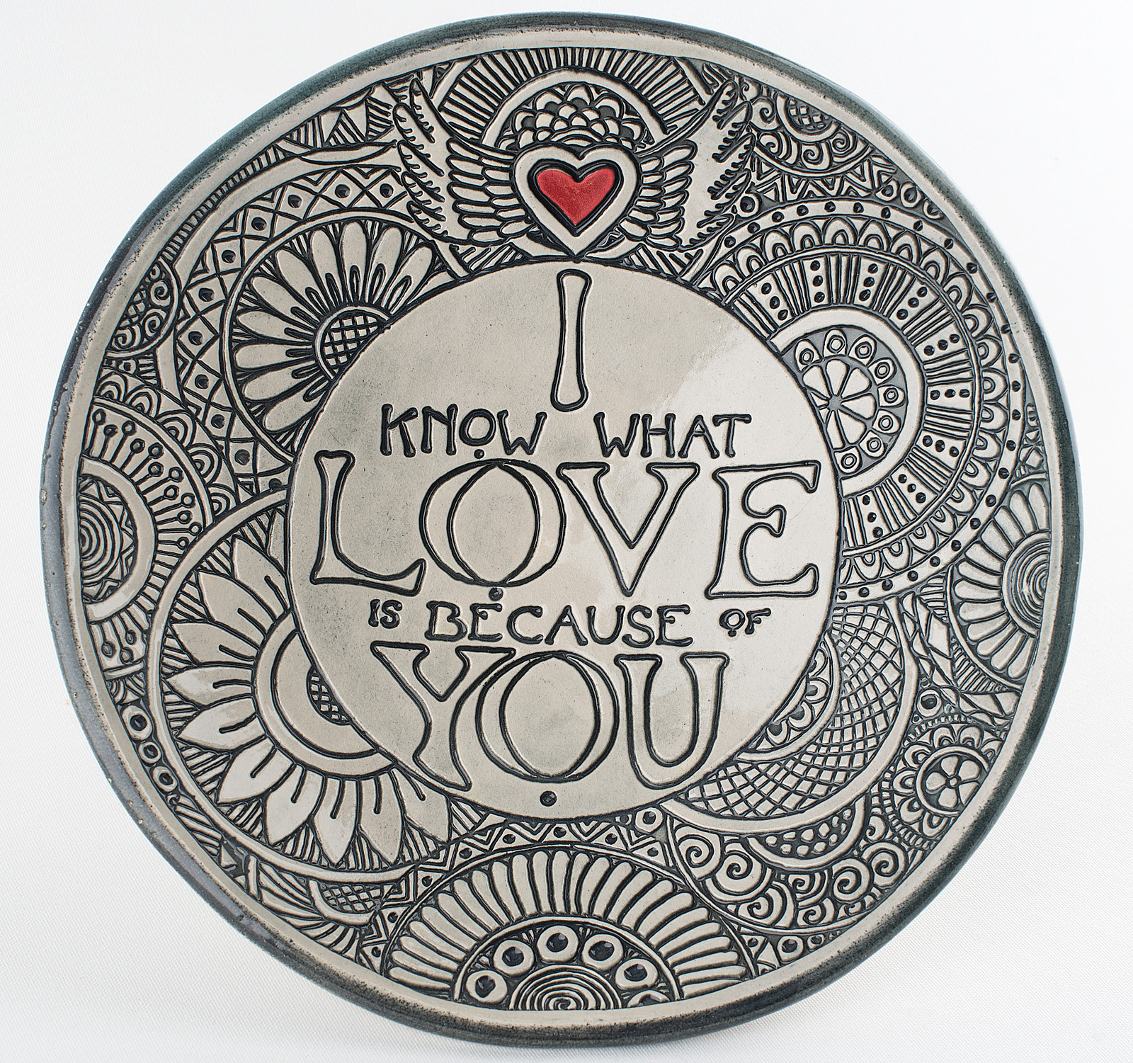 I Love You Round Pottery Bowl, , large image number 0