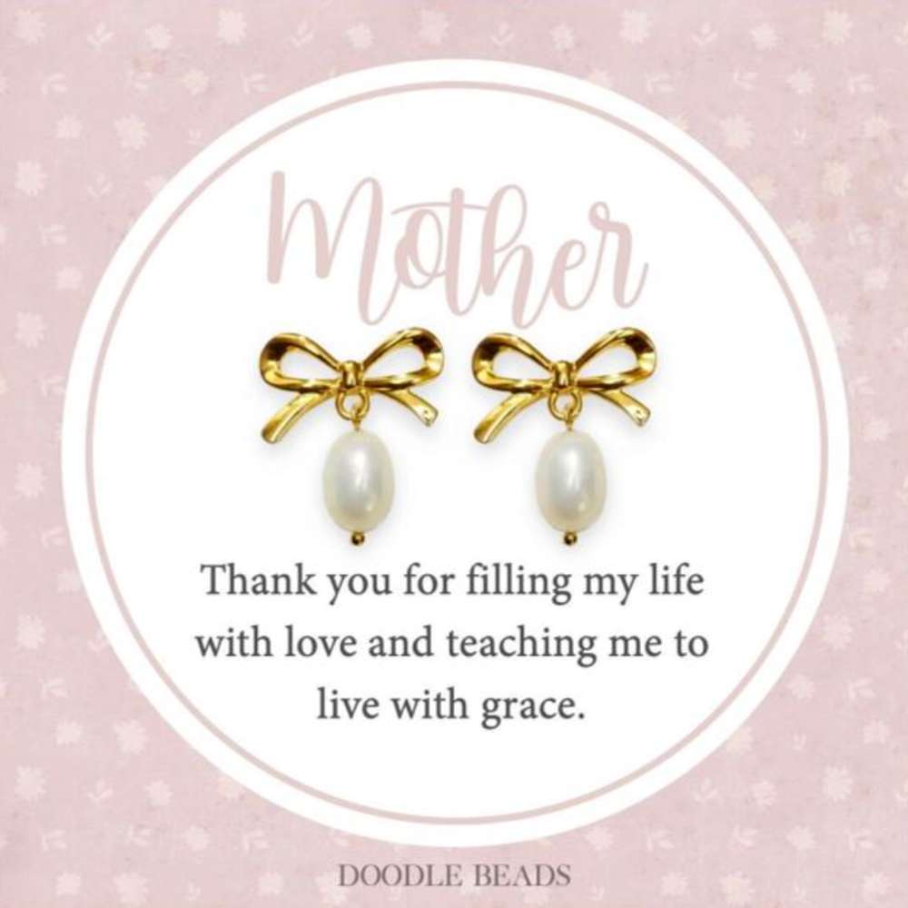 Pearl and Bow Earrings, , large image number 2
