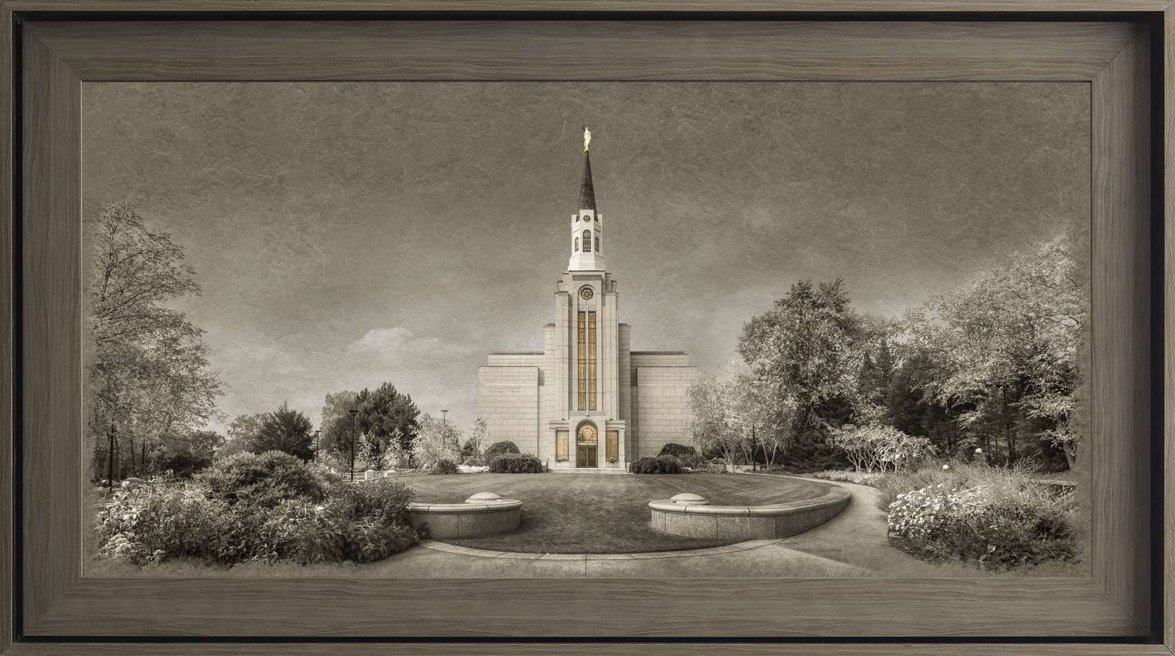 Boston Massachusetts Temple, Gray Wood (22x39 Textured Paper), , large image number 0