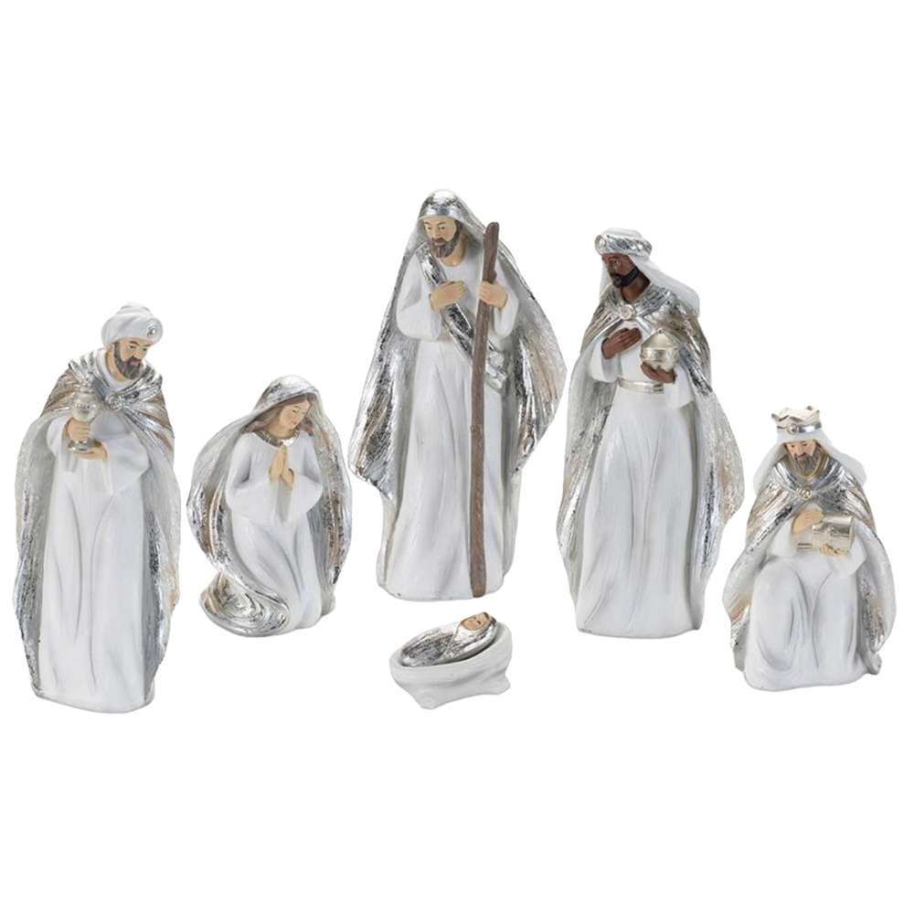 White and Silver Resin Nativity, , large image number 0