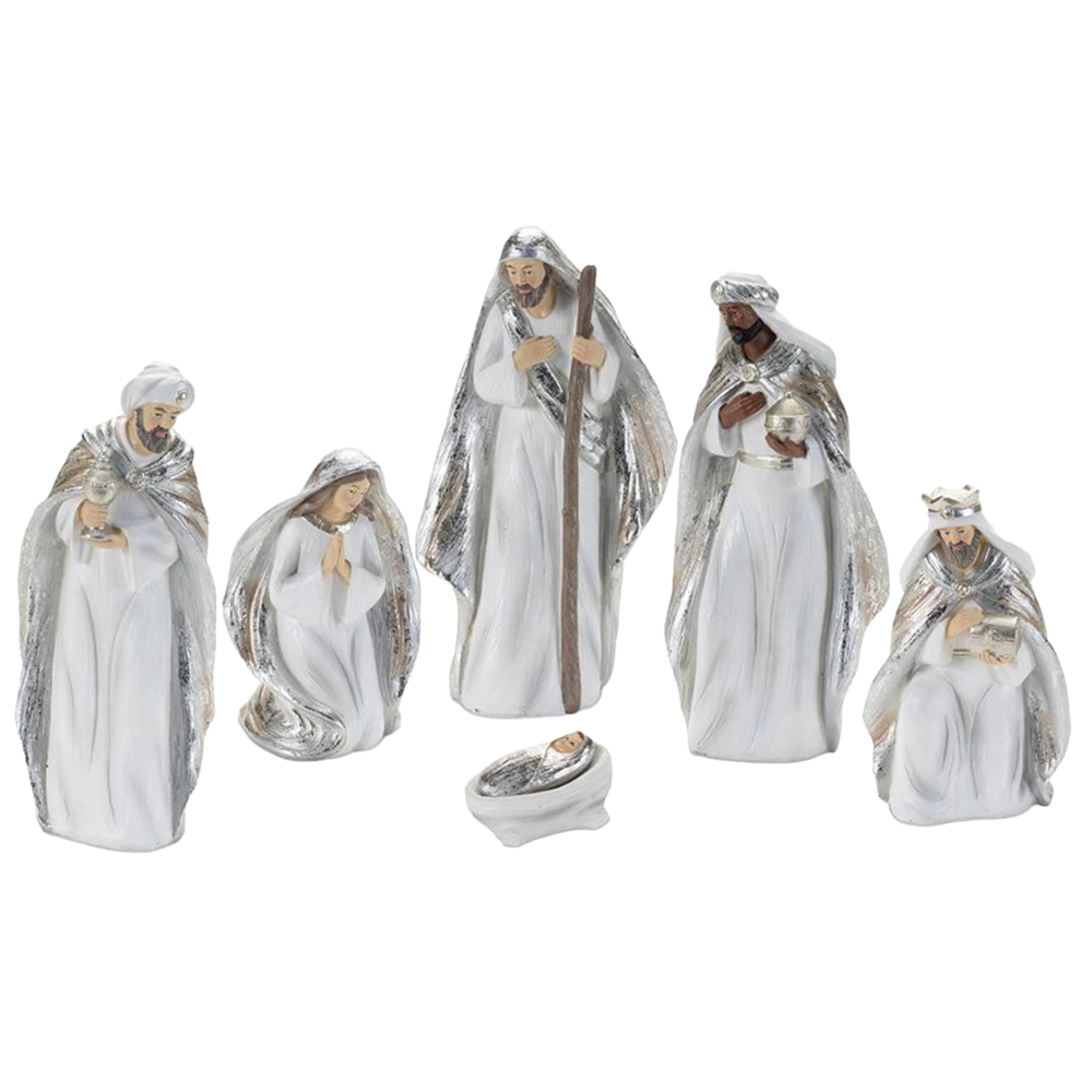White and Silver Resin Nativity