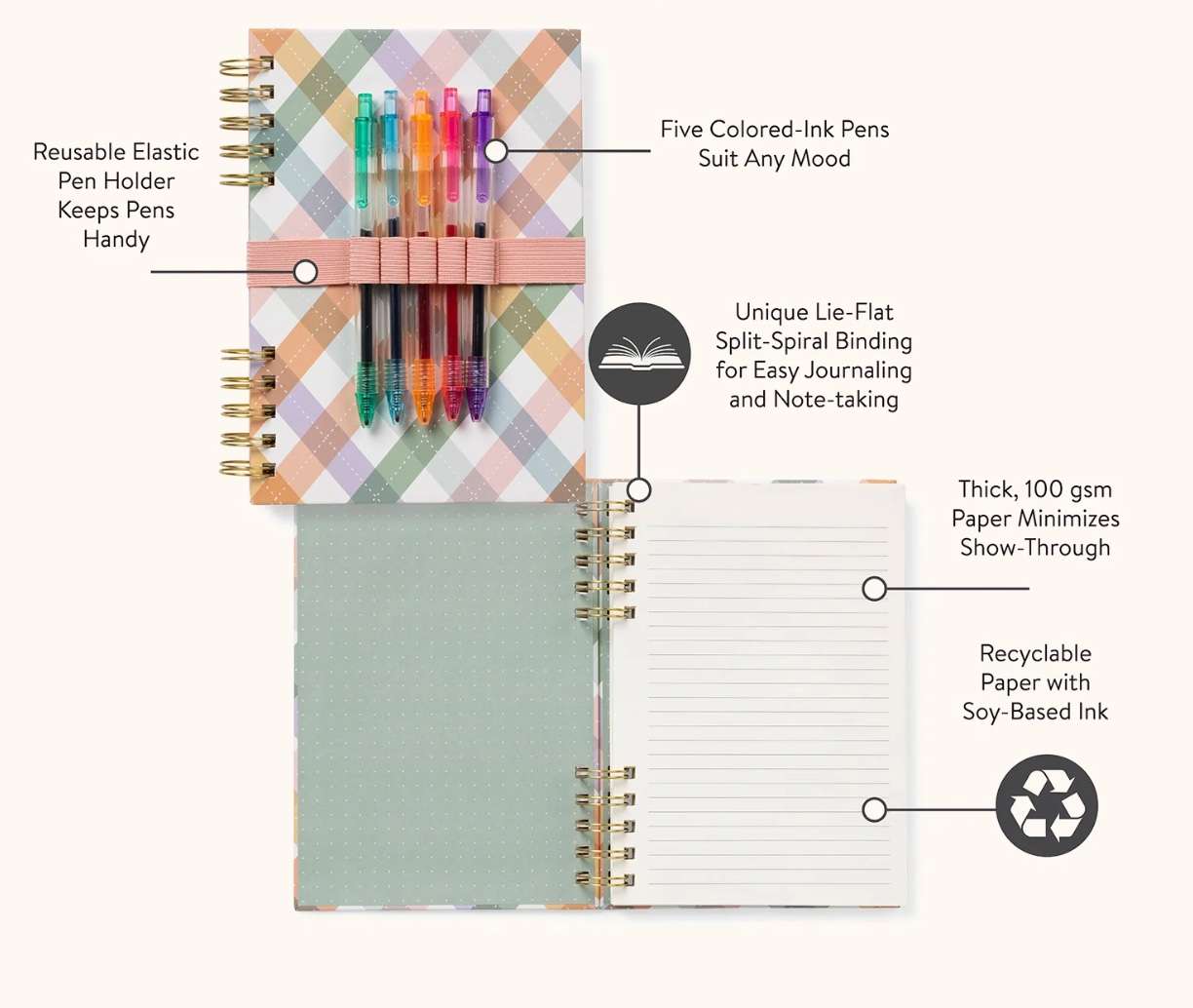 As If Argyle Journal with Pens, , large